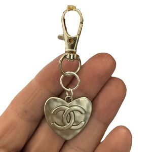 CHANEL Metallic Heart Key Holder-Upcycled